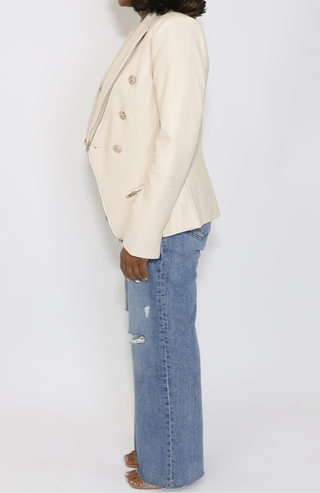 Sandstone Luxe Faux Leather Blazer