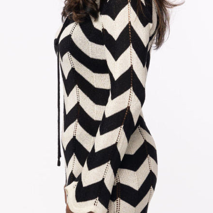 Monochrome Wave Maxi Dress