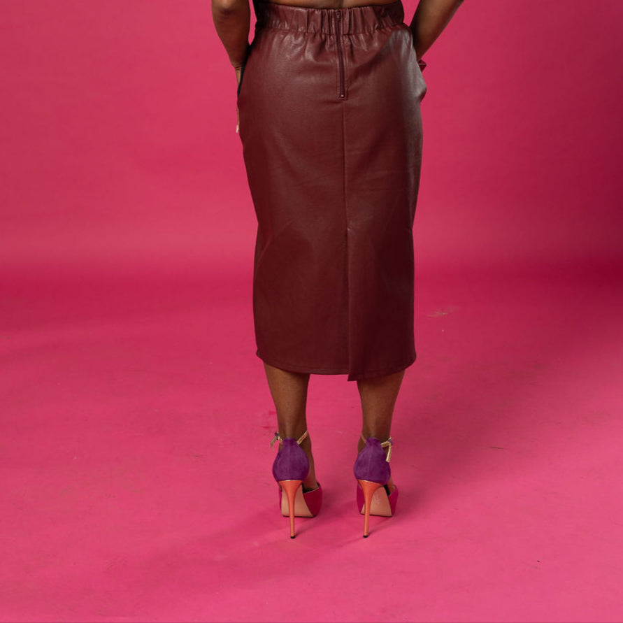 Tuscany Merlot Leather Luxe Skirt Set