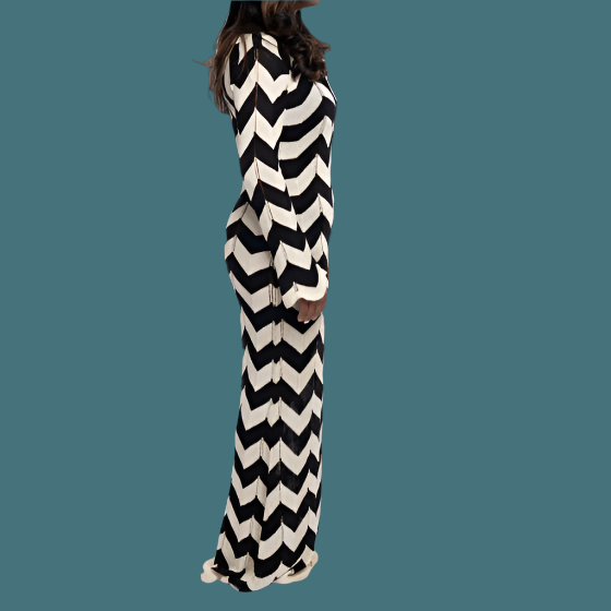 Monochrome Wave Maxi Dress