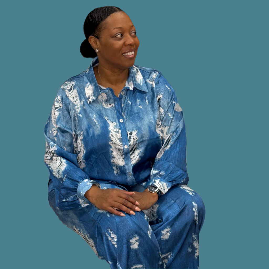 Mobay Blue Waters Pant Set Plus Size