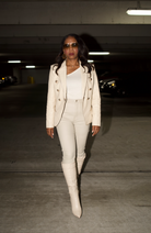 Sandstone Luxe Faux Leather Blazer